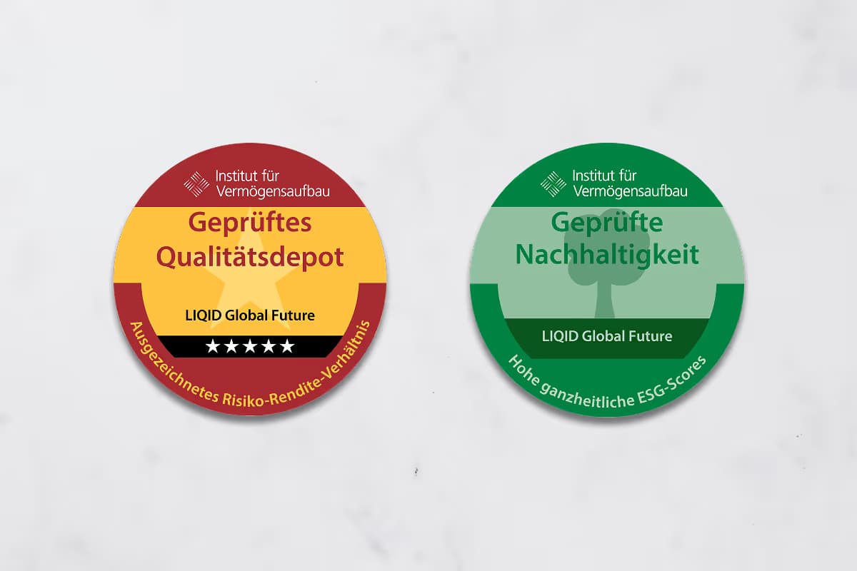 Two Institut für Vermögensaufbau certificates in red and green