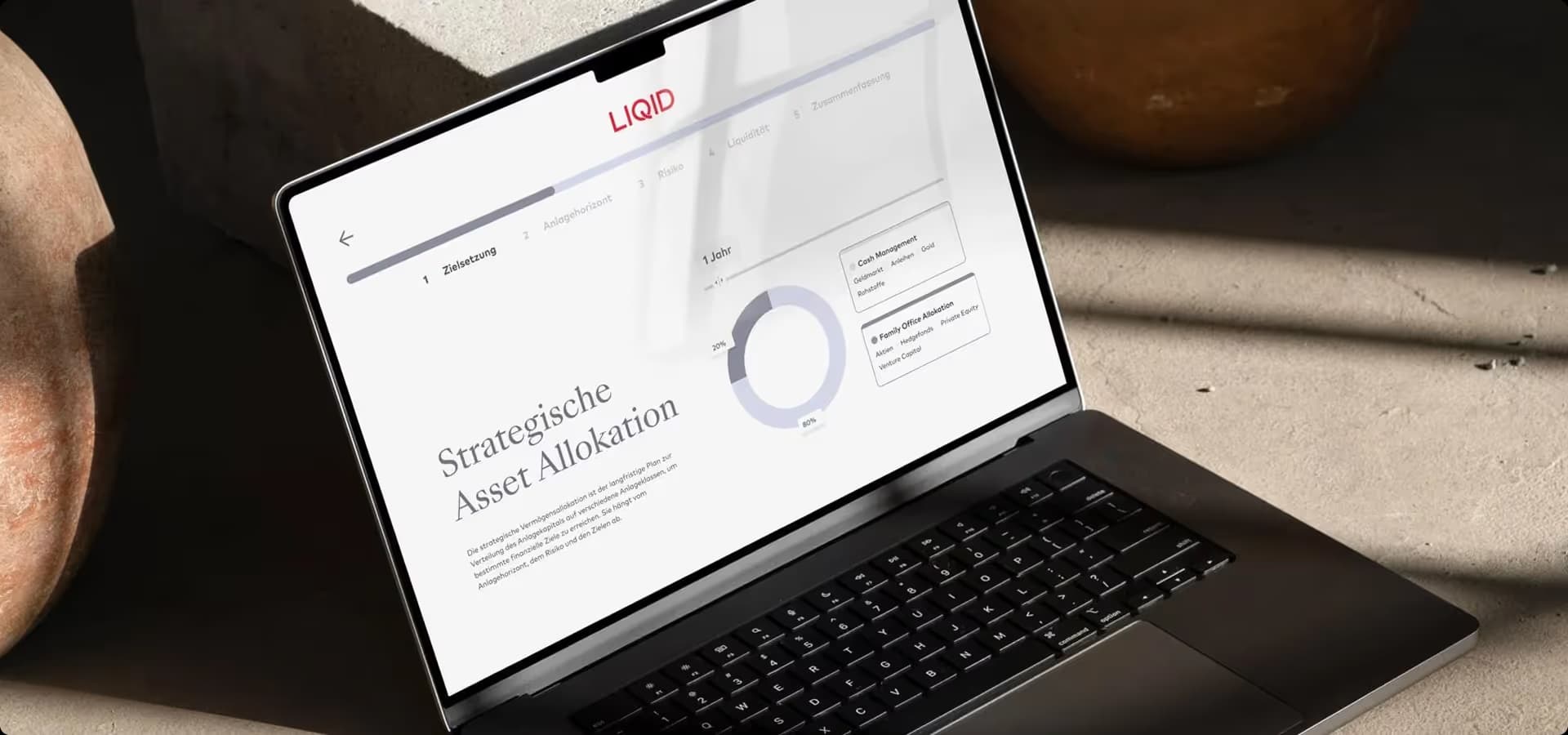 Laptop screen showing a ZUWAX page on strategic asset allocation